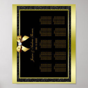 Glamouröser goldener Bogen und schwarze Glitter-Ho Poster