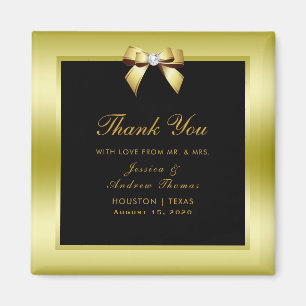 Glamouröser goldener Bogen und schwarze Hochzeit Magnet