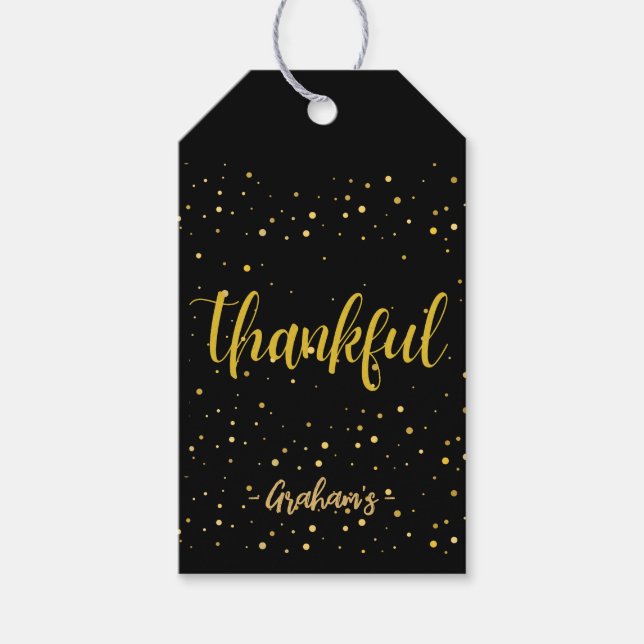 Glamouröser Goldpolka-Punkt Dankbar Geschenkanhänger (Vorderseite)