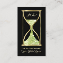 Glamouröser Grüner Glitzer Hourglass-Hair und Make Terminkarte