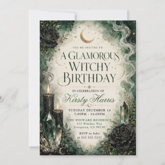 Glamouröser Hexen-Geburtstag Einladung