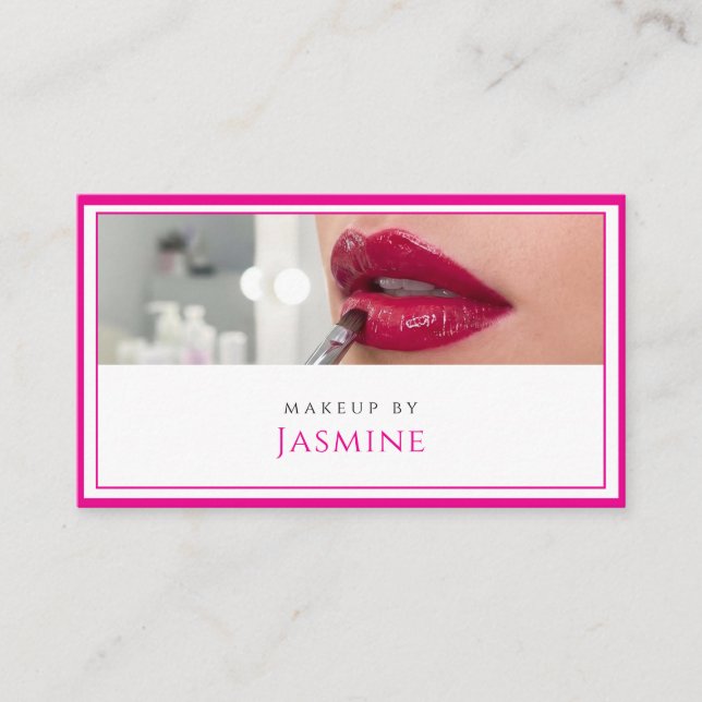 Glamouröser, kühner Fuchsia-Gold-QR-Code-Makeup-Ar Visitenkarte (Vorderseite)