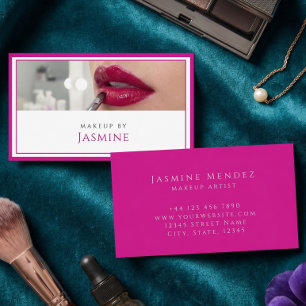 Glamouröser, kühner Fuchsia-Make-up-Artist  Visitenkarte