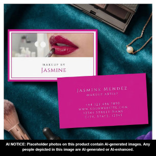 Glamouröser, kühner Fuchsia-Make-up-Artist Visitenkarte