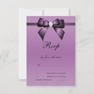 Glamouröser lila Bogen und Band RSVP Karte