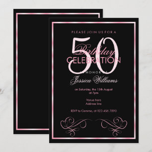 Glamouröser Pink Frame Women's 50. Geburtstag Einladung