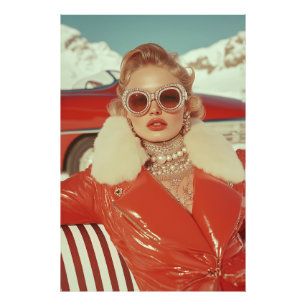 Glamouröser Retro Winterstil im alpinen Ambiente Fotodruck
