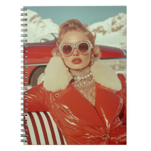 Glamouröser Retro Winterstil im alpinen Ambiente Notizblock