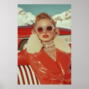 Glamouröser Retro Winterstil im alpinen Ambiente Poster