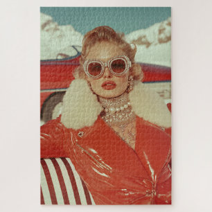 Glamouröser Retro Winterstil im alpinen Ambiente Puzzle