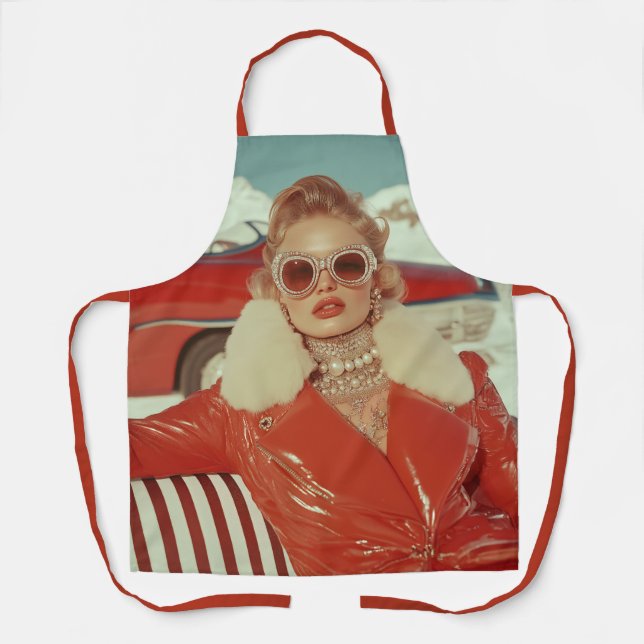 Glamouröser Retro Winterstil im alpinen Ambiente Schürze (Vorderseite)