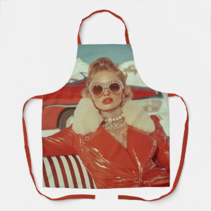 Glamouröser Retro-Winterstil in alpiner Kulisse Schürze
