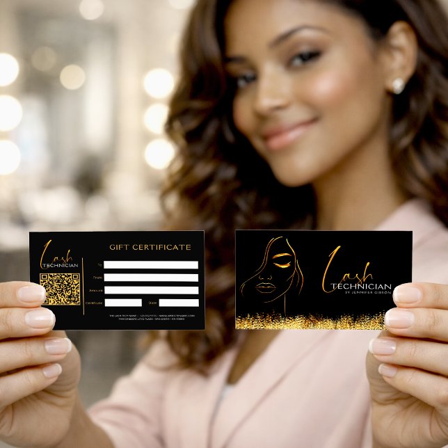 Glamouröser Schwarz & Gold Wimperntechniker-Gesche (Von Creator hochgeladen)