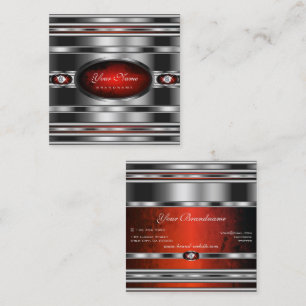 Glamouröser Silbereffekt Roter Marmor mit Diamante Quadratische Visitenkarte