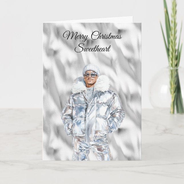 Glamouröser silberner Weihnachten Karte (Vorderseite)