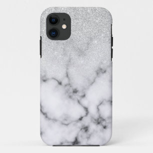 Glamouröser Silberweißer Glitzer Marmor Gradient Case-Mate iPhone Hülle