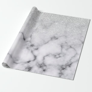 Glamouröser Silberweißer Glitzer Marmor Gradient Geschenkpapier