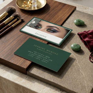 Glamouröser Smaragdgrüner Glitter Augen Makeup Art Visitenkarte