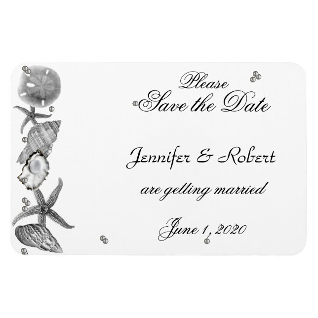 Glamouröser Strand in Silver Wedding Save the Date Magnet (Horizontal)