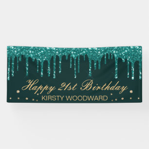Glamouröser Türkis-Tröpfchen-Glitter-Geburtstag Banner