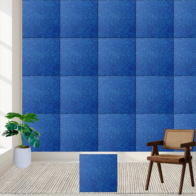 Glamouröser und schimmernder blauer Glitzer Fliese (Glamorous & Shimmering Blue Glitter Ceramic Tile)