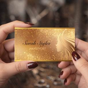 Glamouröser Visagist Haarstylist Gold Glitter Ster Visitenkarte
