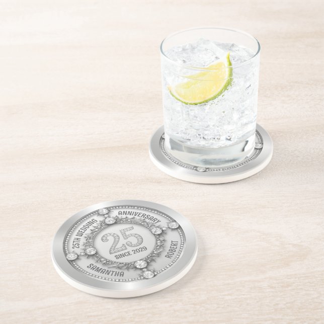 Glamouröses 25. Hochzeitstag Getränkeuntersetzer (Seite)