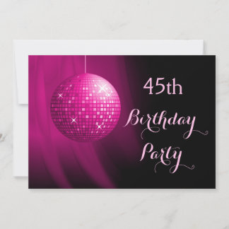 Glamouröses 45. Geburtstag Hot Pink Party Disco Ba Einladung