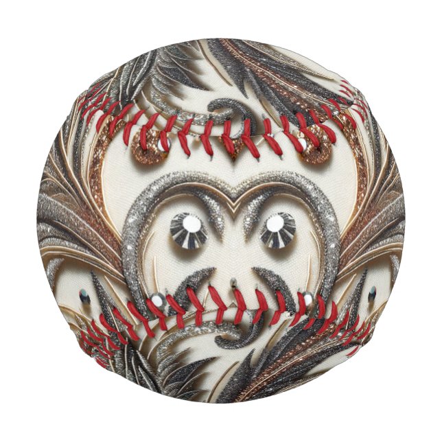 Glamouröses Barockdesign mit Glitzer und Edelstein Baseball (Vorderseite)