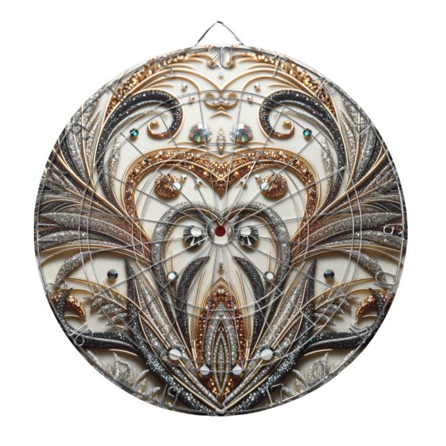 Glamouröses Barockdesign mit Glitzer und Edelstein Dartscheibe (vorne)