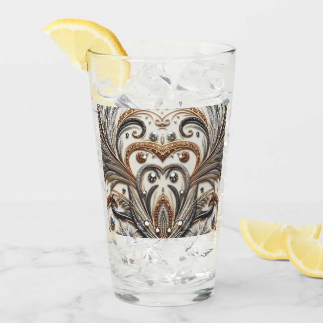 Glamouröses Barockdesign mit Glitzer und Edelstein Glas (Vorderseite Ice)