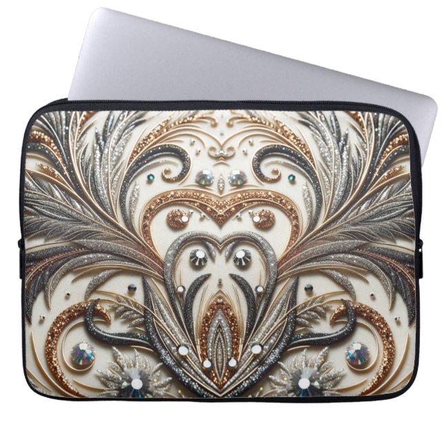 Glamouröses Barockdesign mit Glitzer und Edelstein Laptopschutzhülle (Vorderseite)