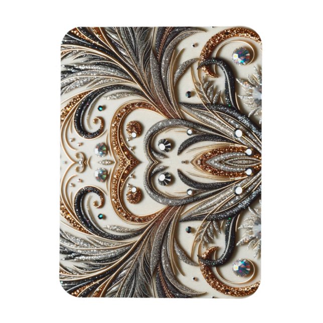 Glamouröses Barockdesign mit Glitzer und Edelstein Magnet (Vertikal)
