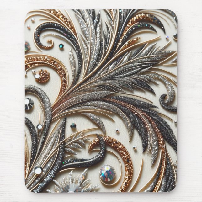 Glamouröses Barockdesign mit Glitzer und Edelstein Mousepad (Vorne)