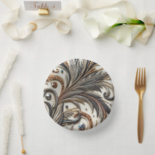 Glamouröses Barockdesign mit Glitzer und Edelstein Pappteller