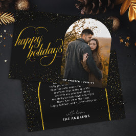 Glamouröses Black & Gold Glitzer Holiday Arch Foto Feiertagskarte