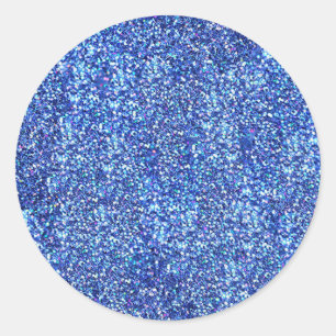 Glamouröses blaues Glitter-Leer-Template Klassiker Runder Aufkleber