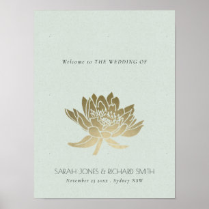 GLAMOURÖSES BLAUES SILBER LOTUS BLUMEN HOCHZEIT POSTER