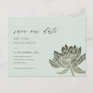 GLAMOURÖSES BLAUES SILBER LOTUS SAVE THE DATE ANKÜNDIGUNGSPOSTKARTE