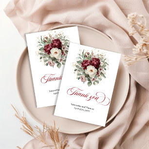 Glamouröses Burgunder Florales Eukalyptus Grünzeug Dankeskarte