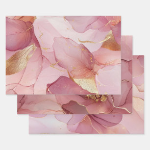 Glamouröses Glamour-Goldblatt-Rosé-Hochzeitsfest Geschenkpapier Set