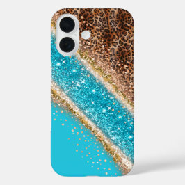 Glamouröses Glitter-Leoparden-Handyhülle-Design iPhone 16 Hülle