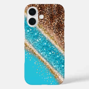 Glamouröses Glitter-Leoparden-Handyhülle-Design iPhone 16 Hülle