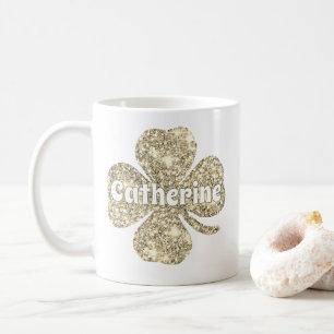 Glamouröses, glitzerndes Glücksklee-Name  Kaffeetasse