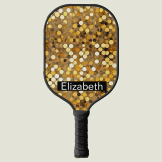 Glamouröses Gold Bokeh Personalisiert Pickleball Schläger