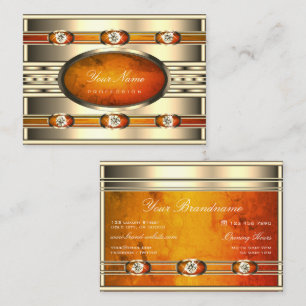 Glamouröses Gold mit orangefarbenen Marmorplatten Visitenkarte
