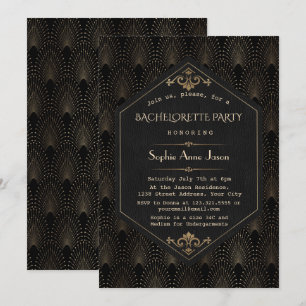 Glamouröses Gold-Schwarzes Great Gatsby-Junggesell Einladung