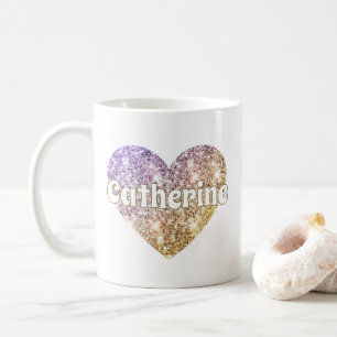 Glamouröses goldenes Glitter-Herz mit Namen Kaffeetasse
