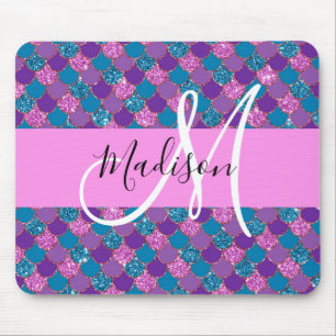 Glamouröses lila Meerjungfrau Glitter Funkeln Mono Mousepad