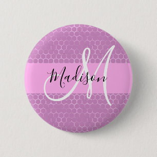 Glamouröses Lila Metallisches Rosa Honigwaben Mono Button